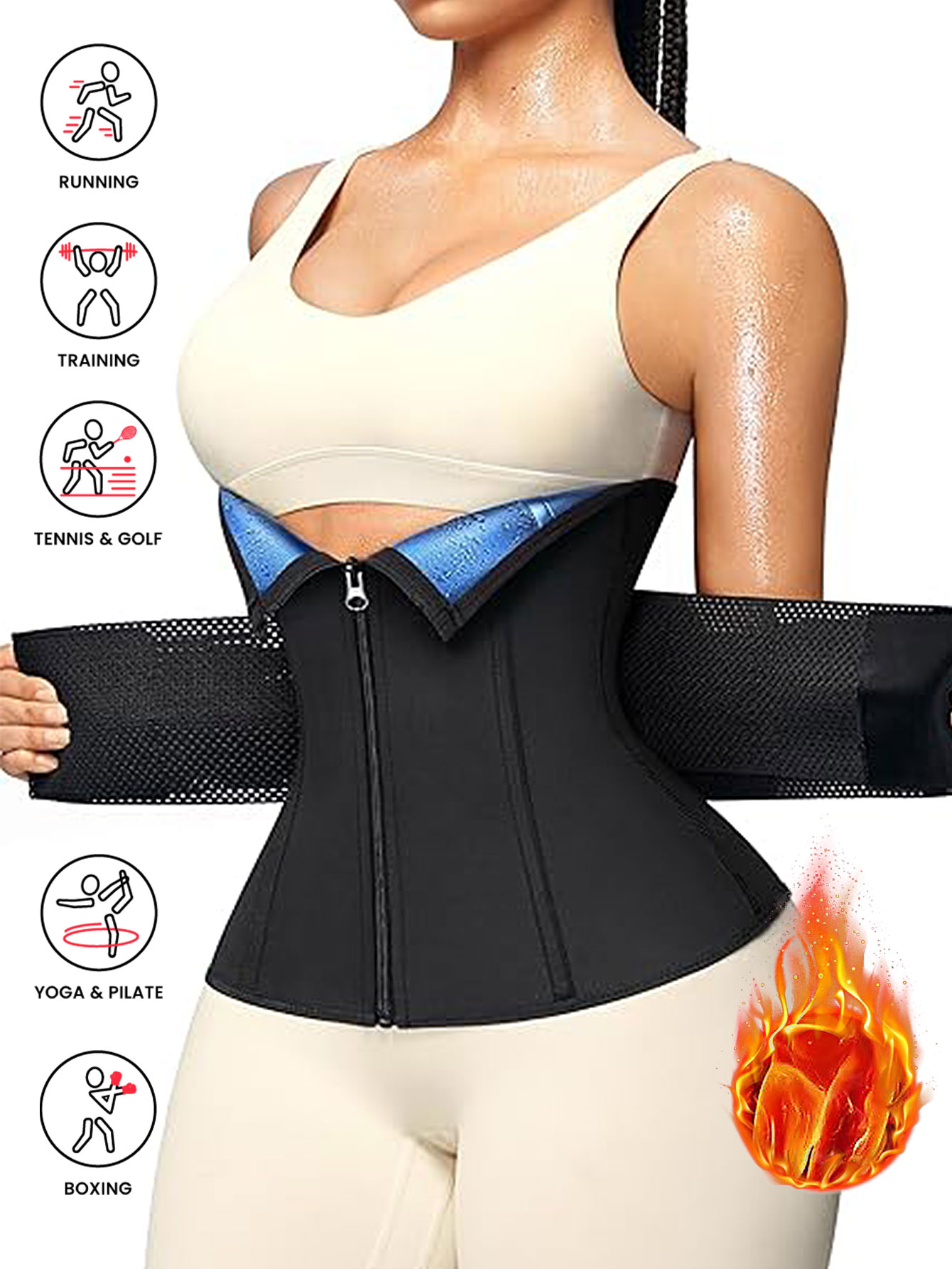 Waist Trainer Women - Women Sauna Waist Trainer Double Belt
