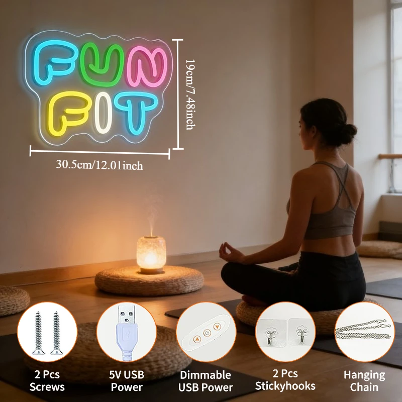 Fun Fit Neon Sign LED Cartoon  - огляд і ціна Yoga Fitness Room