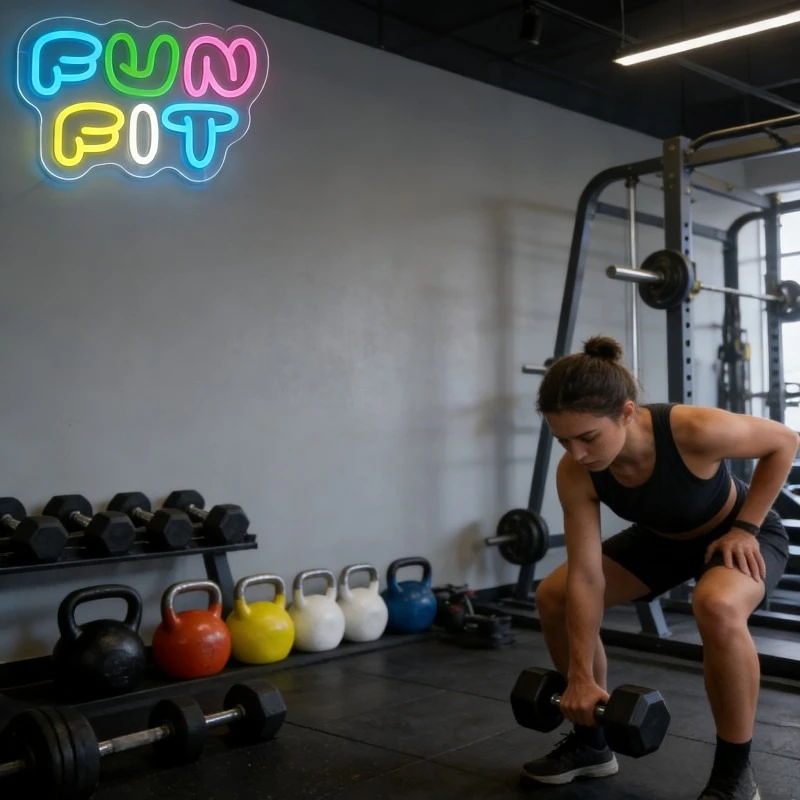 Fun Fit Neon Sign LED Cartoon  - огляд і ціна Yoga Fitness Room