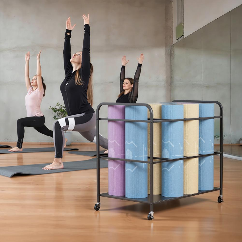 Yoga Mat Storage Rack with Whe - огляд і ціна Yoga Fitness Room