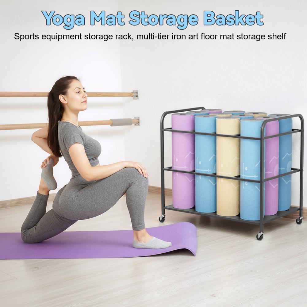 Yoga Mat Storage Rack with Whe - огляд і ціна Yoga Fitness Room