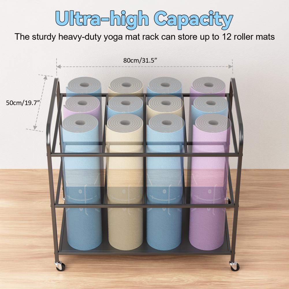 Yoga Mat Storage Rack with Whe - огляд і ціна Yoga Fitness Room