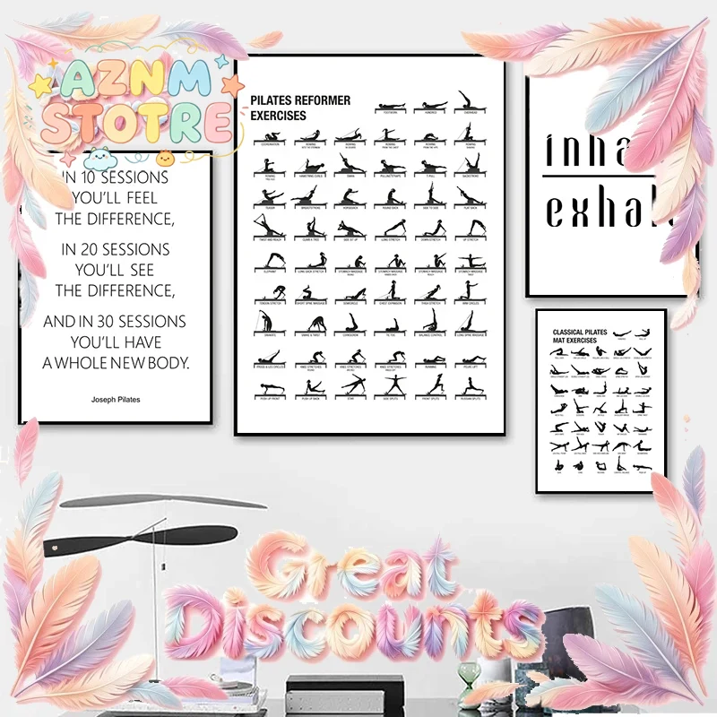 Pilates Workout Chart Poster C - огляд і ціна Yoga Fitness Room