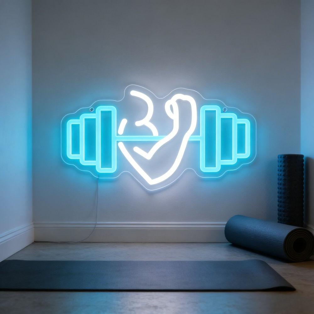 Bicep Dumbbell Neon Sign LED W - огляд і ціна Yoga Fitness Room