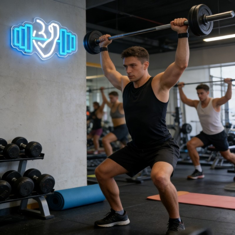 Bicep Dumbbell Neon Sign LED W - огляд і ціна Yoga Fitness Room