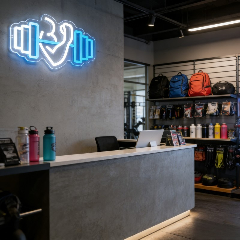 Bicep Dumbbell Neon Sign LED W - огляд і ціна Yoga Fitness Room